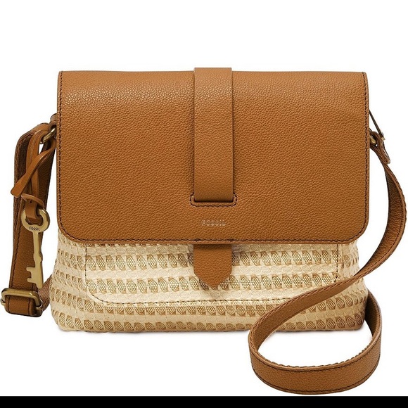 Fossil Handbags - Fossils Kinley Straw Small Fold-Over Crossbody